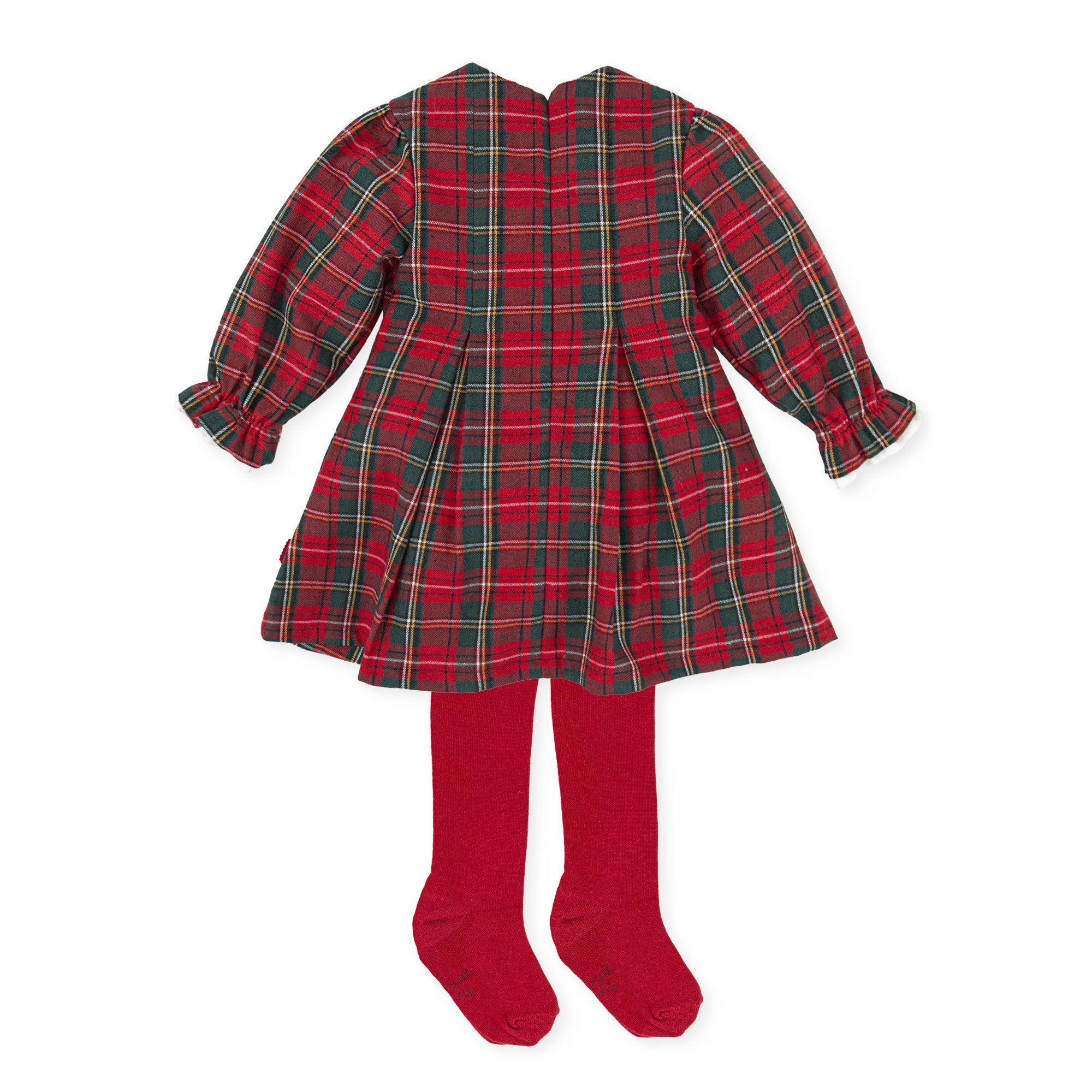 Plaid Dress with Red Tights