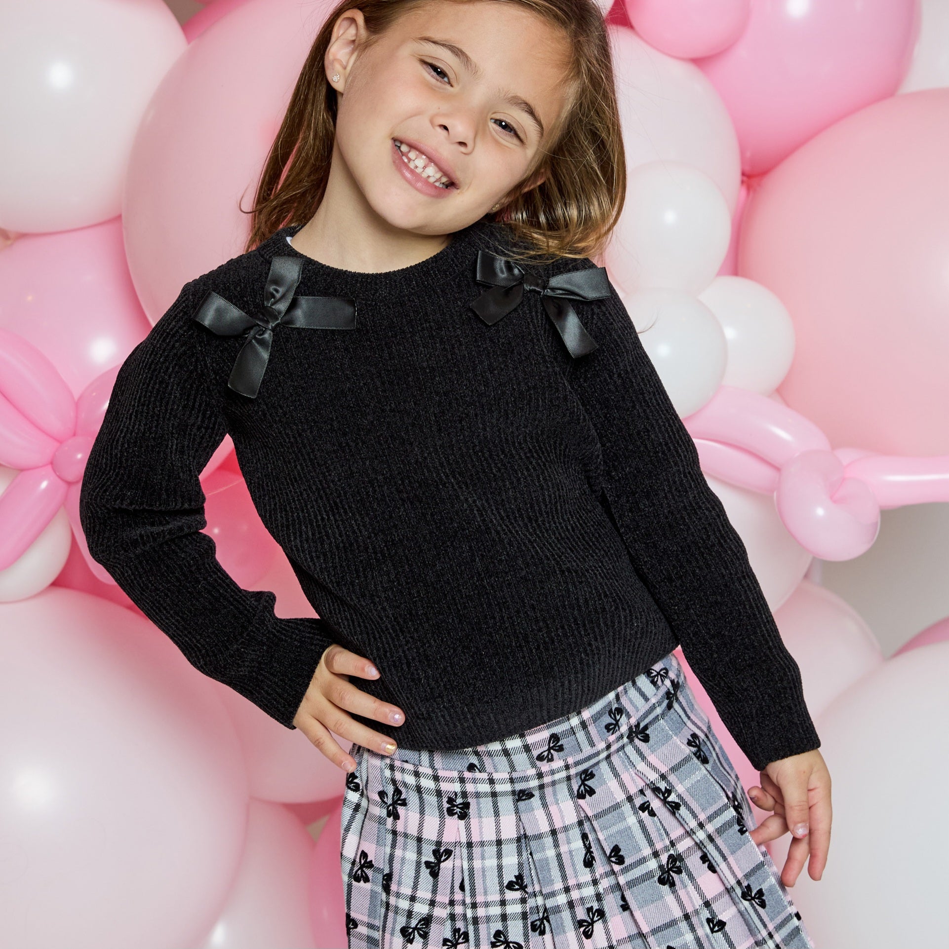 Black Shoulder Bows Sweater