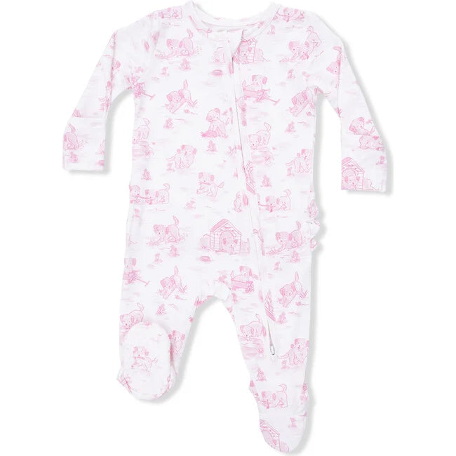 Pink Puppies Toile Footie