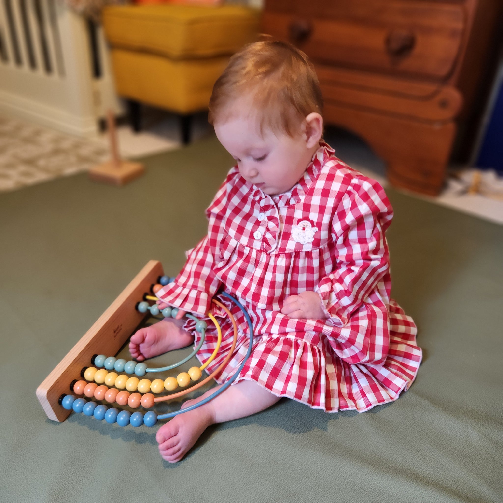 Gingham Nightgown with Santa Motif