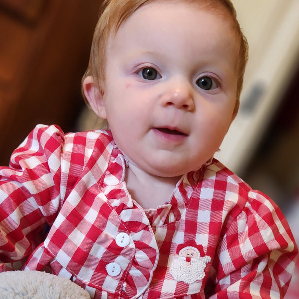 Gingham Nightgown with Santa Motif
