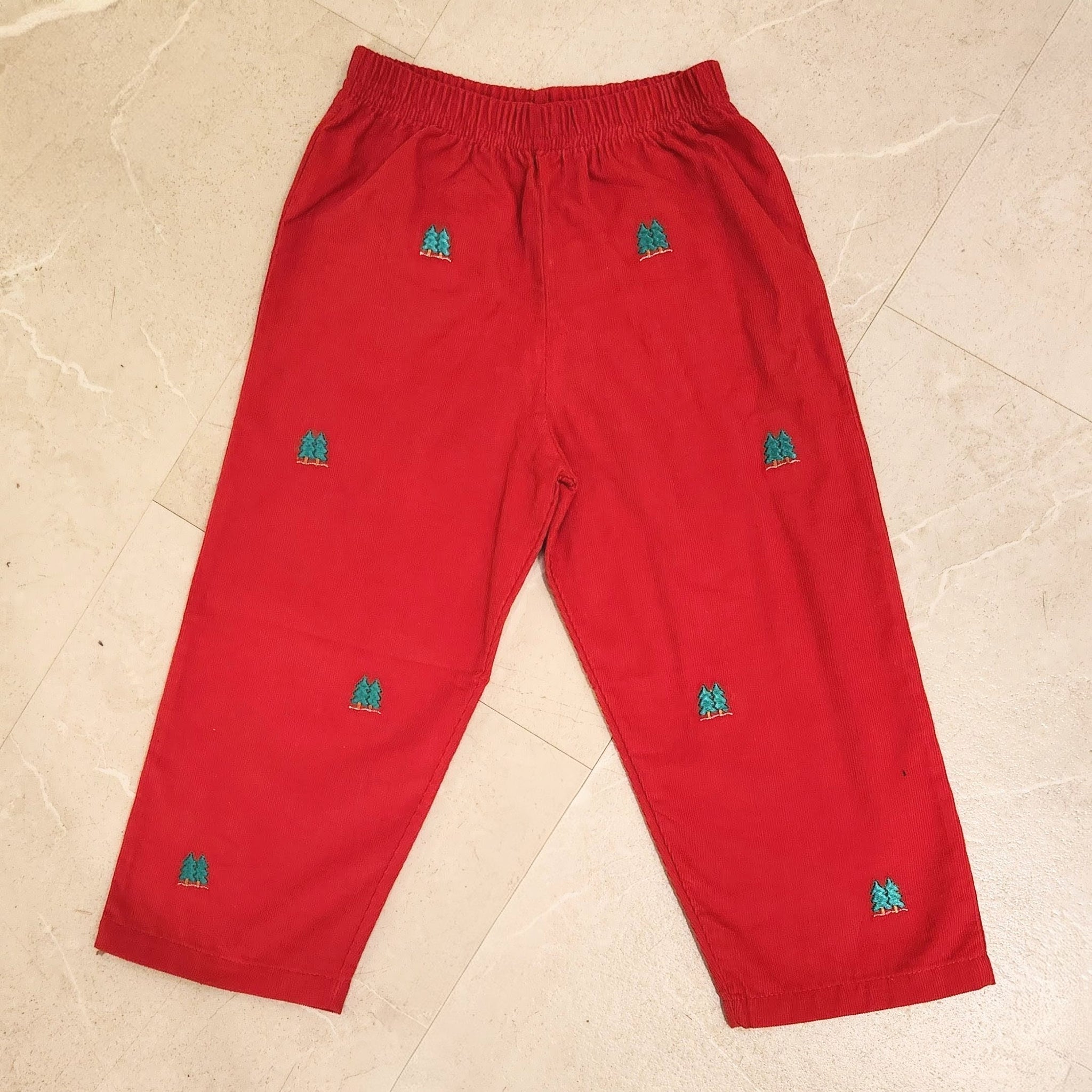 Christmas Trees Embroidered Pants