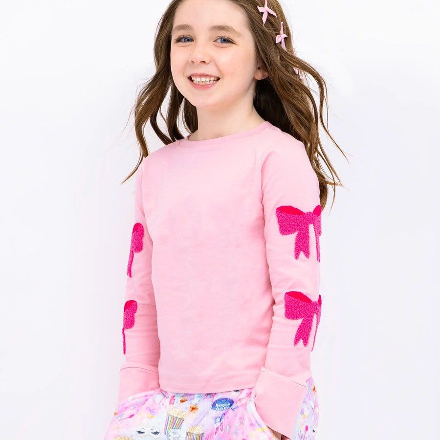 Appliqued Bow Long Sleeve T- Shirt