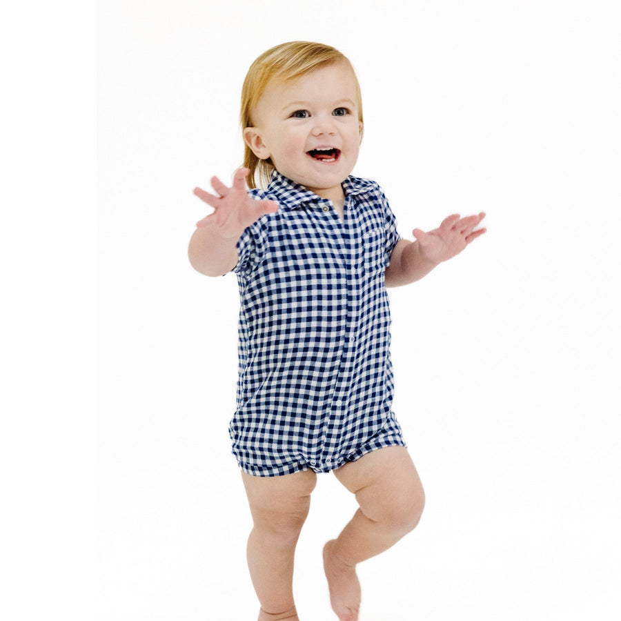 Navy Gingham Shortie