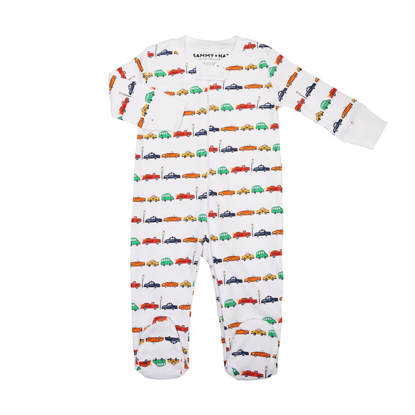 Car Parade Zipper Romper