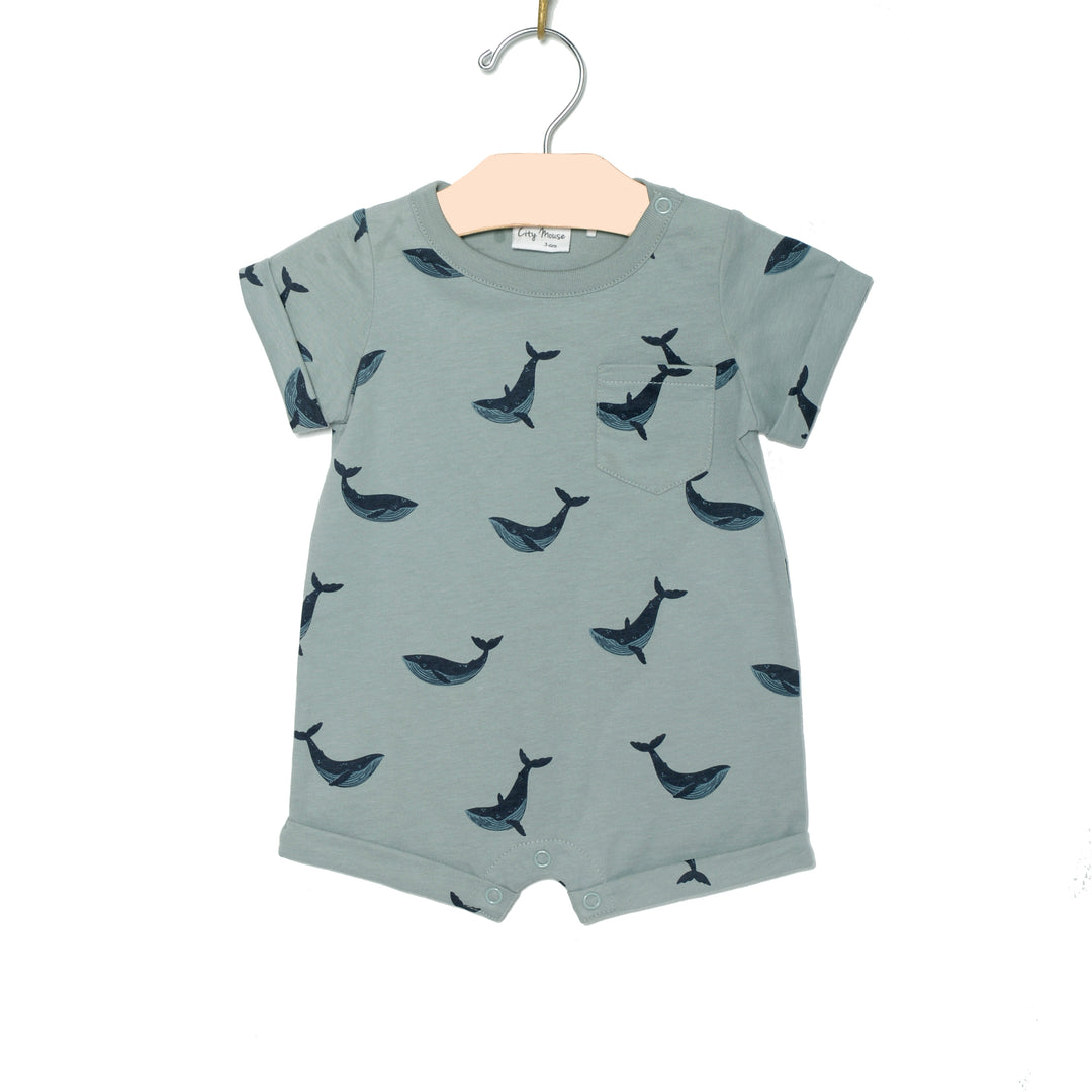 Blue Whale Short Sleeve Romper