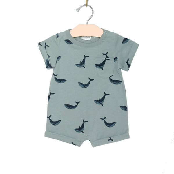 Blue Whale Short Sleeve Romper