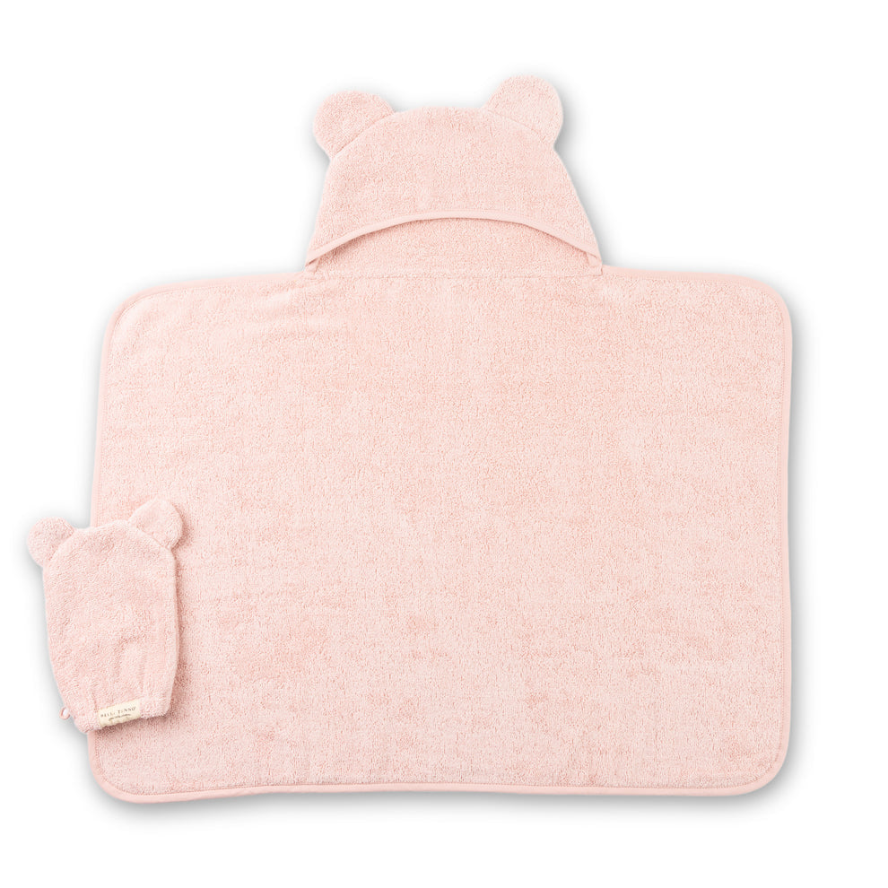 Blush Hooded Towl & Mitt Set