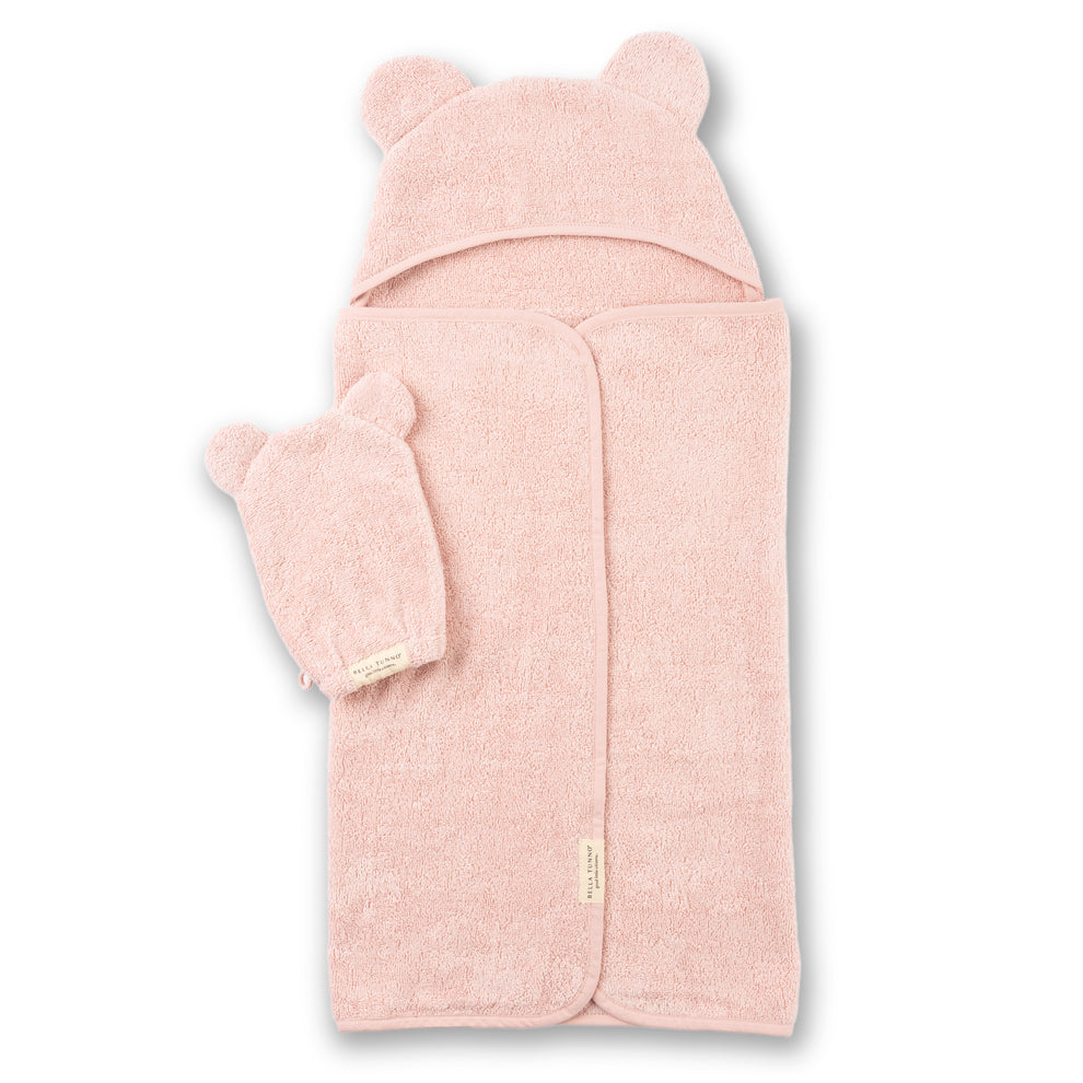 Blush Hooded Towl & Mitt Set