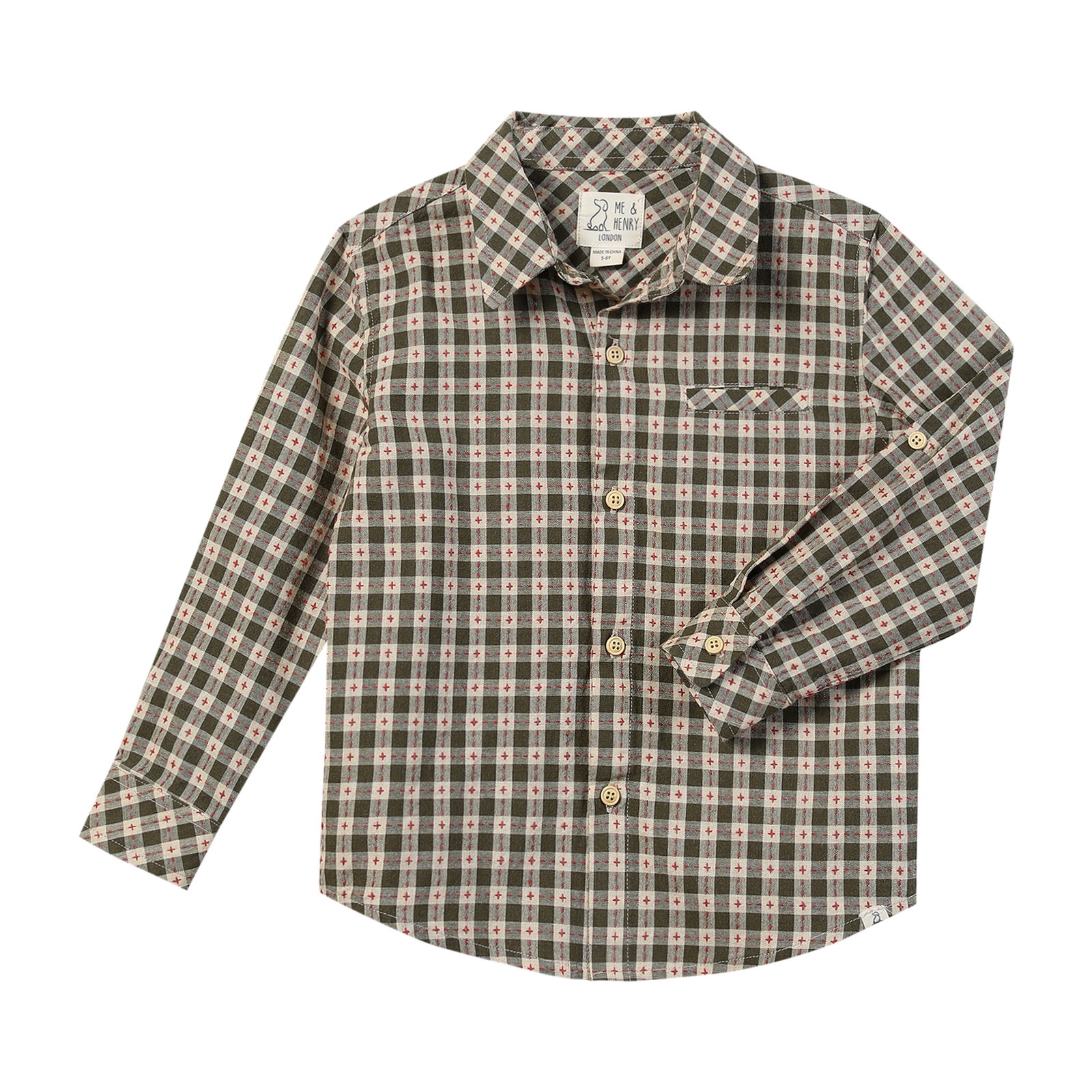 Atwood Woven Shirt in Rust/Sage Stitch Plaid