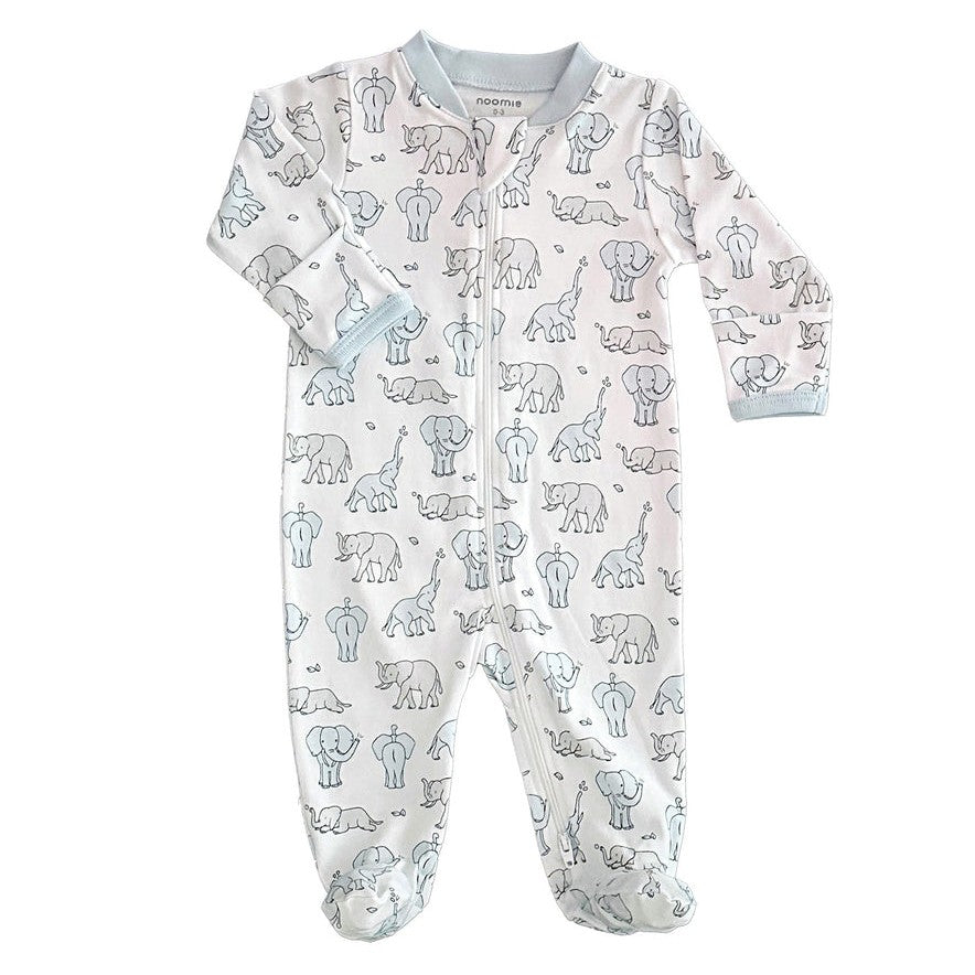 Blue Elephant Zip Footie