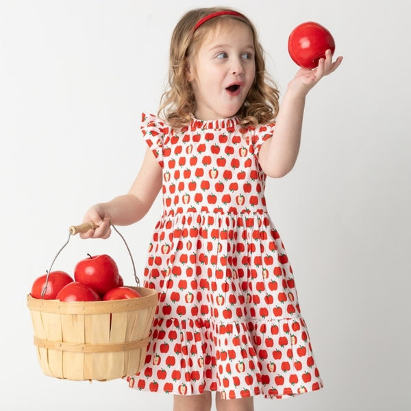 Red Apples Ruffle Dress