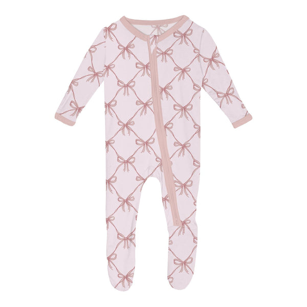 Lattice Bows 2 Way Zipper Footie