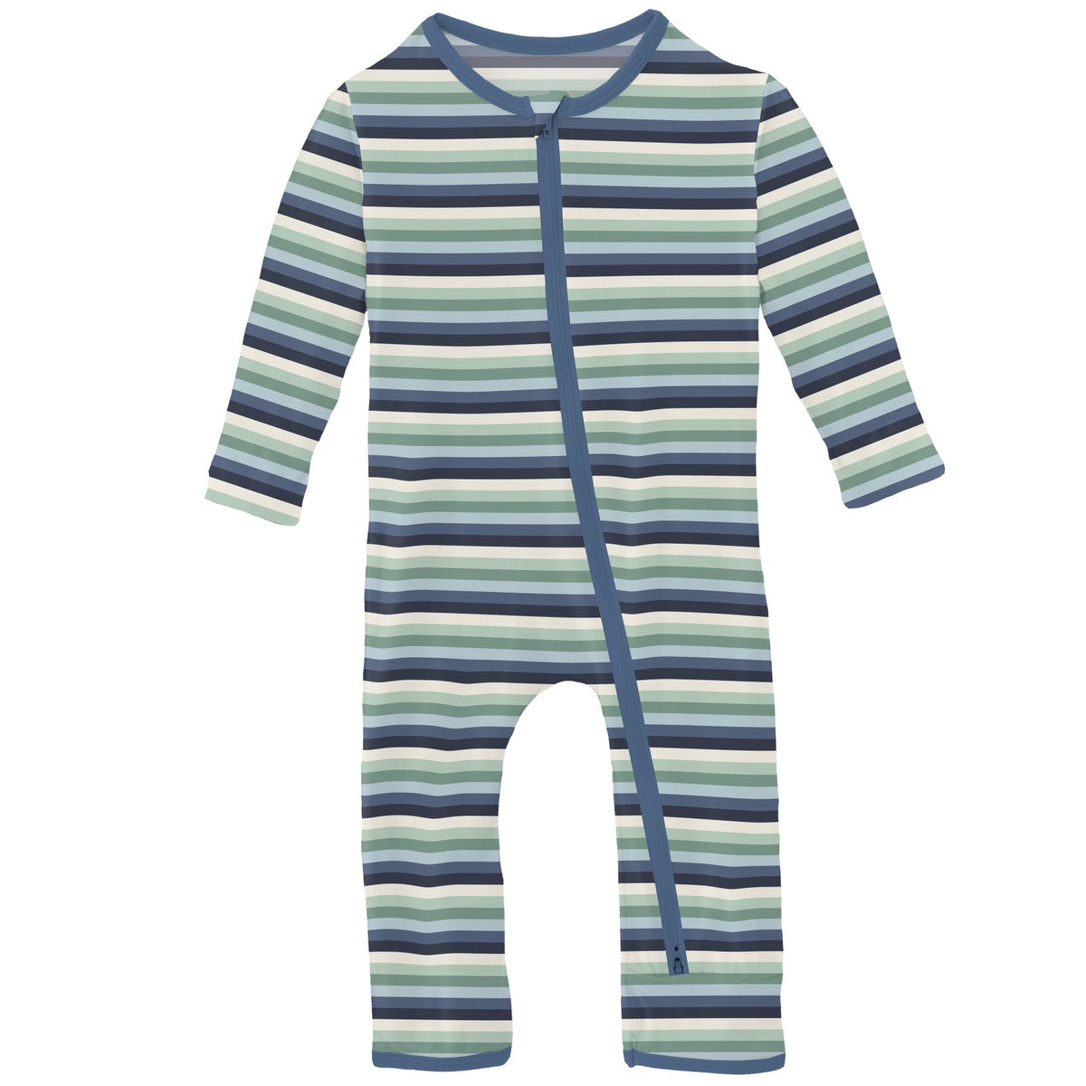 Denim Stripe Print 2 Way Zipper Coverall