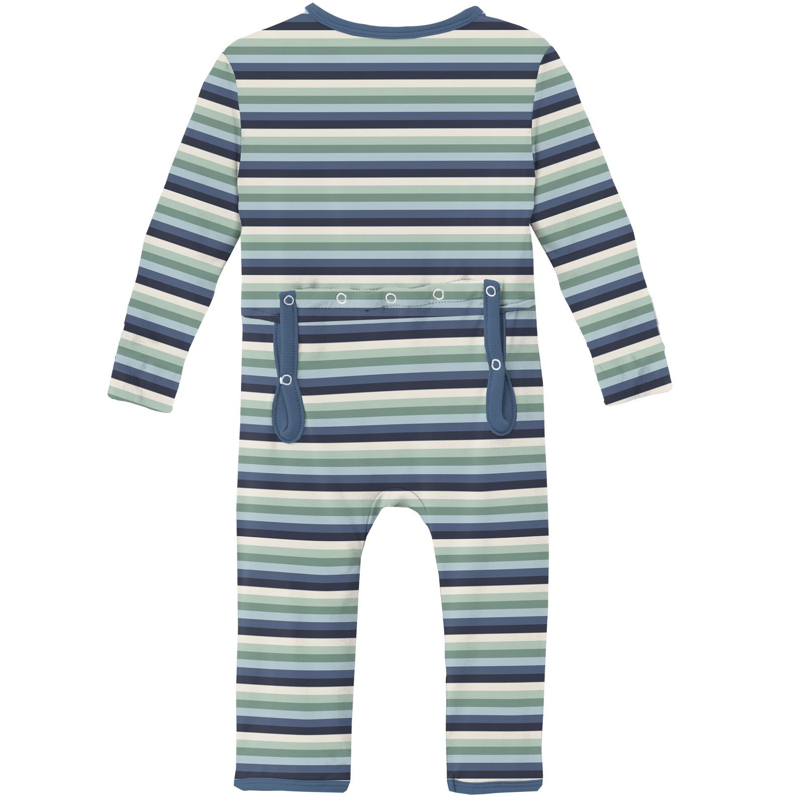Denim Stripe Print 2 Way Zipper Coverall