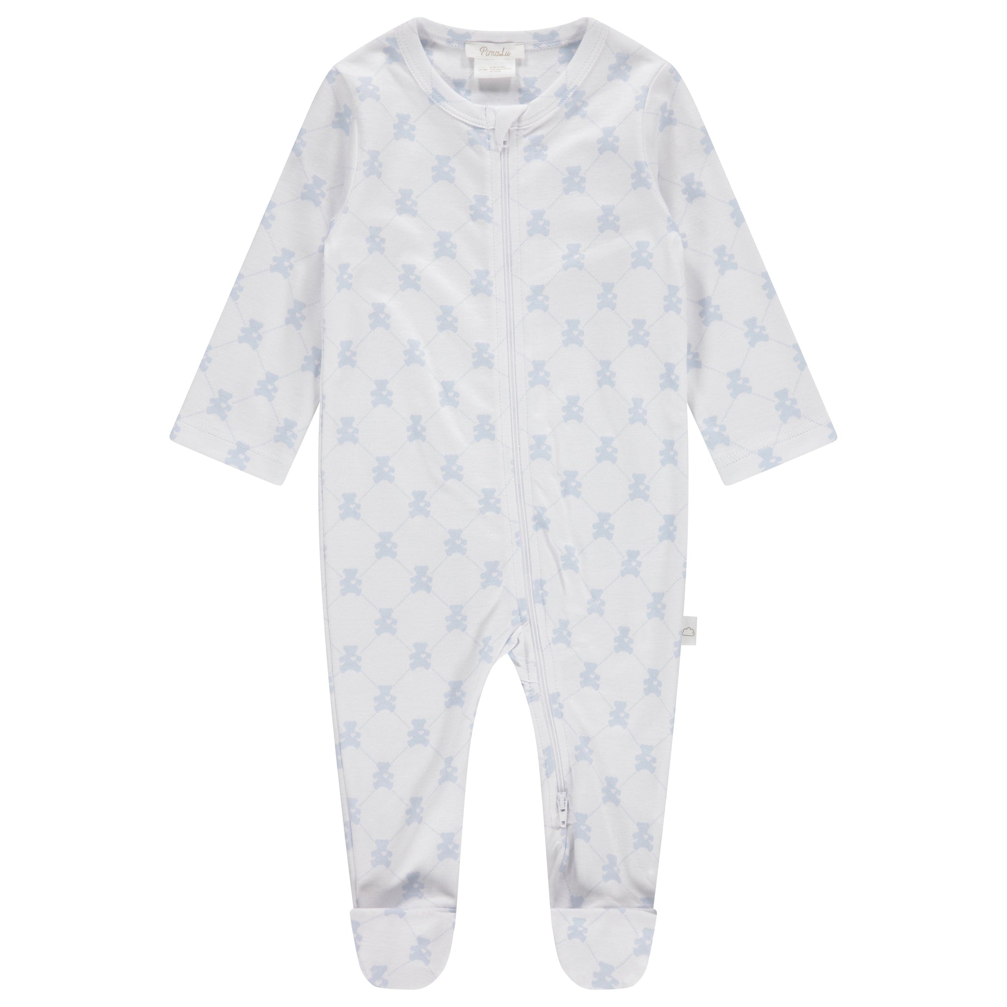 Blue Teddy Bear Zip Footie