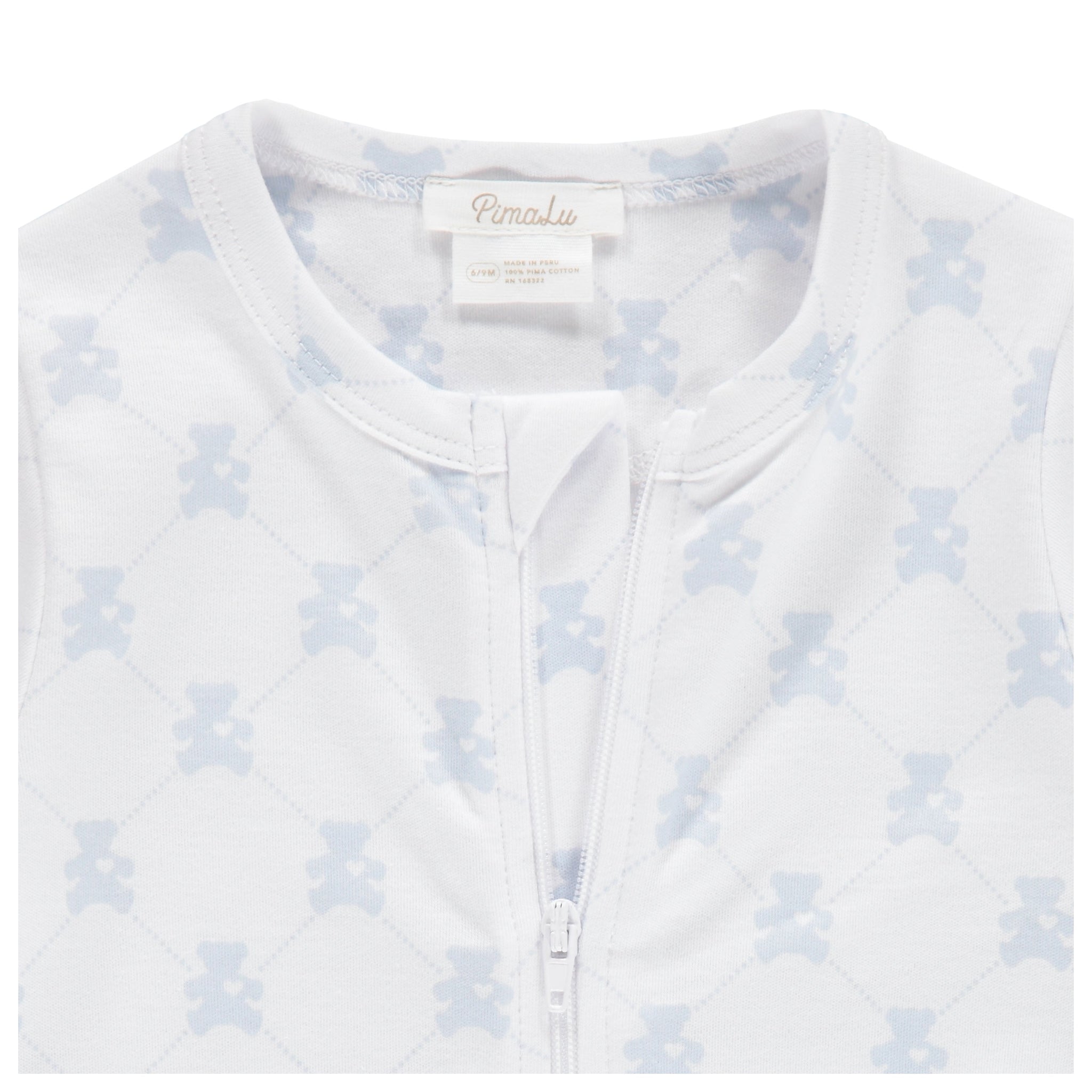 Blue Teddy Bear Zip Footie