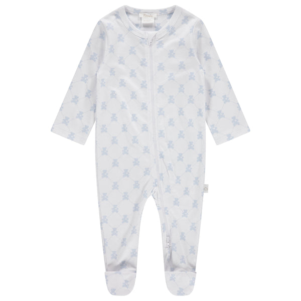 Blue Teddy Bear Zip Footie