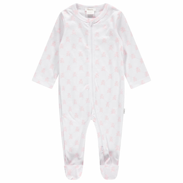 Pink Teddy Bear Zip Footie