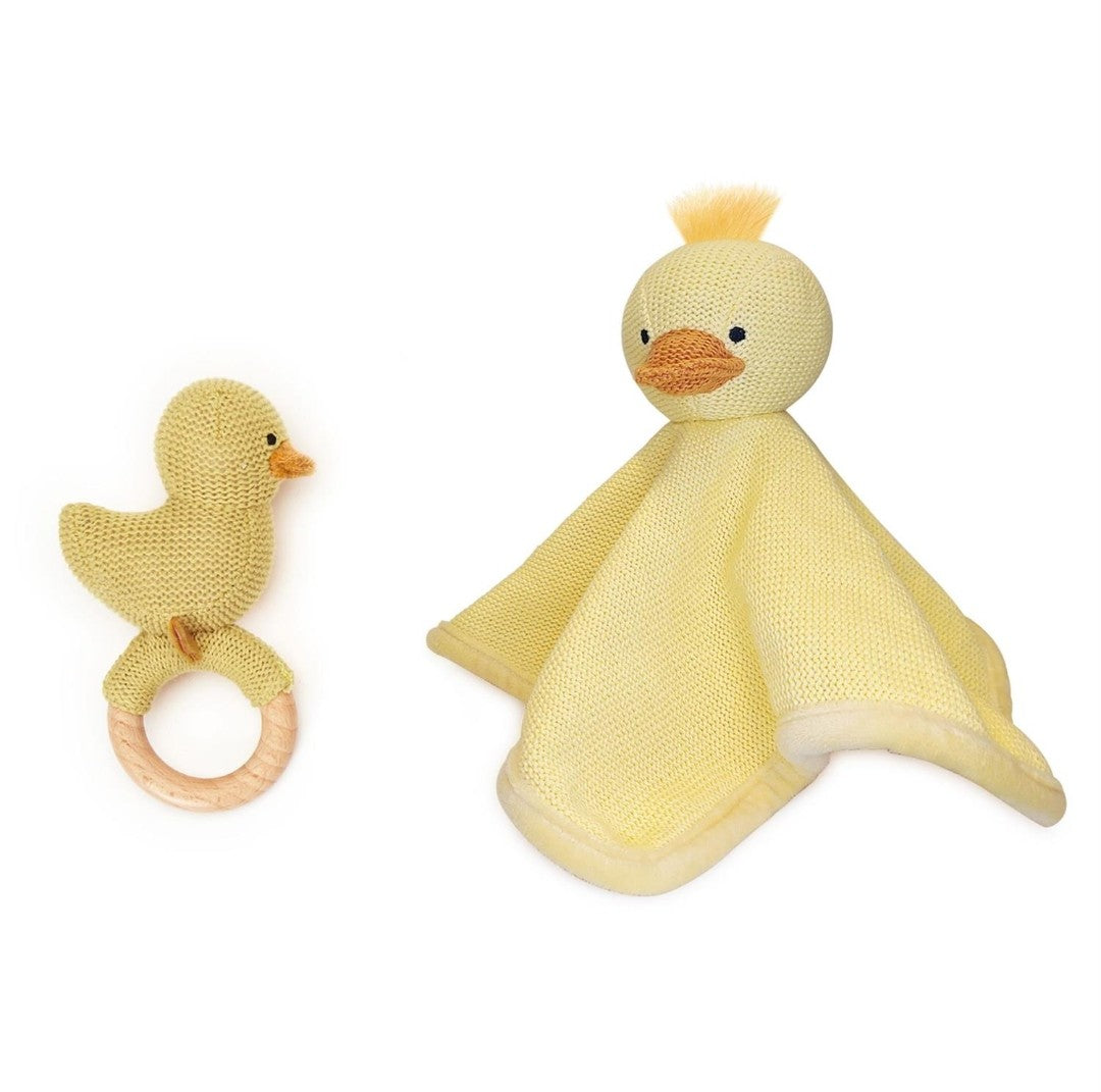 Duckie Snuggle and Rattle Set
