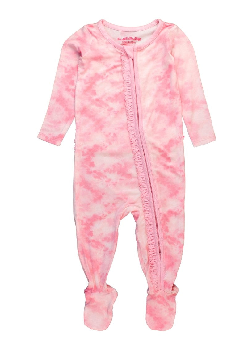 Pink Tie Dye Ruffle Footie