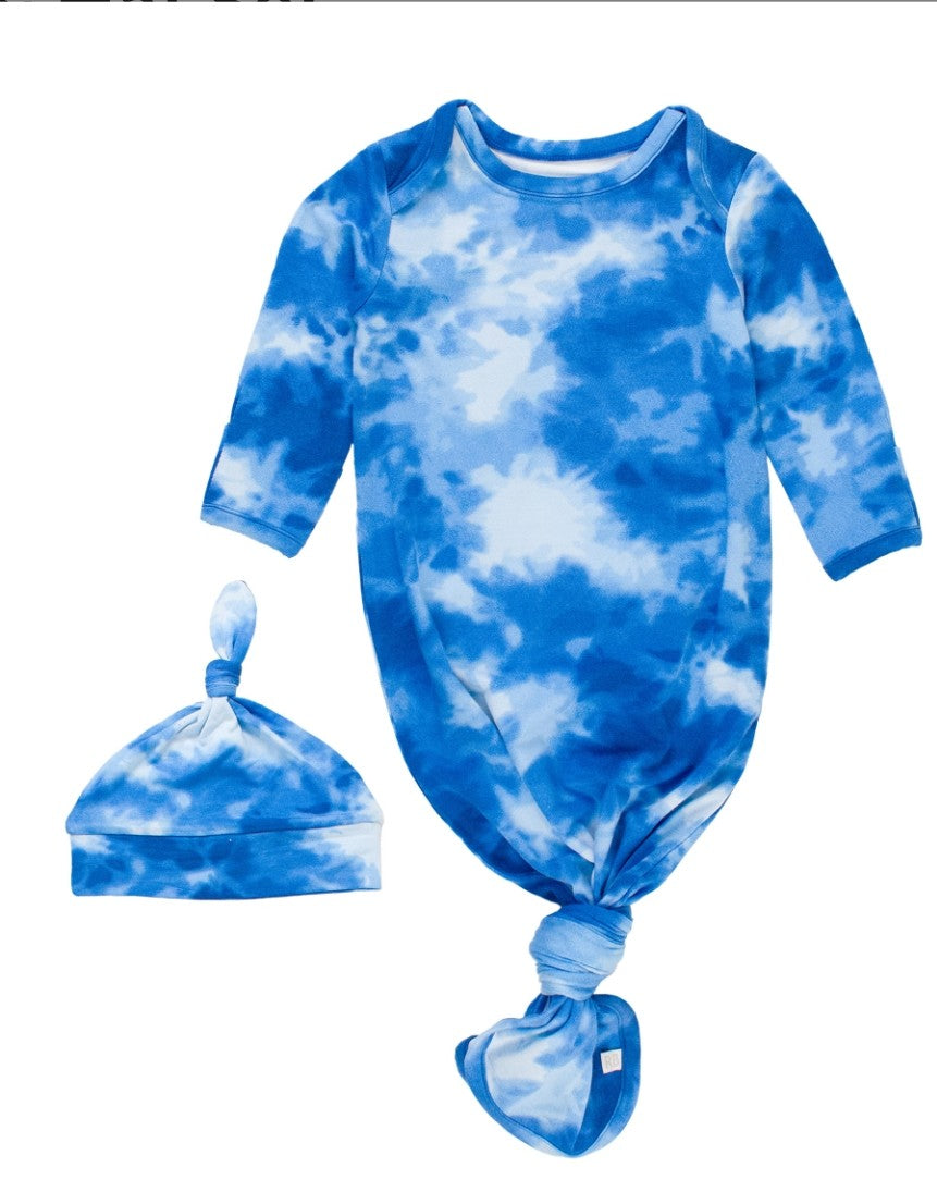 Blue Tie Dye Gown & Hat