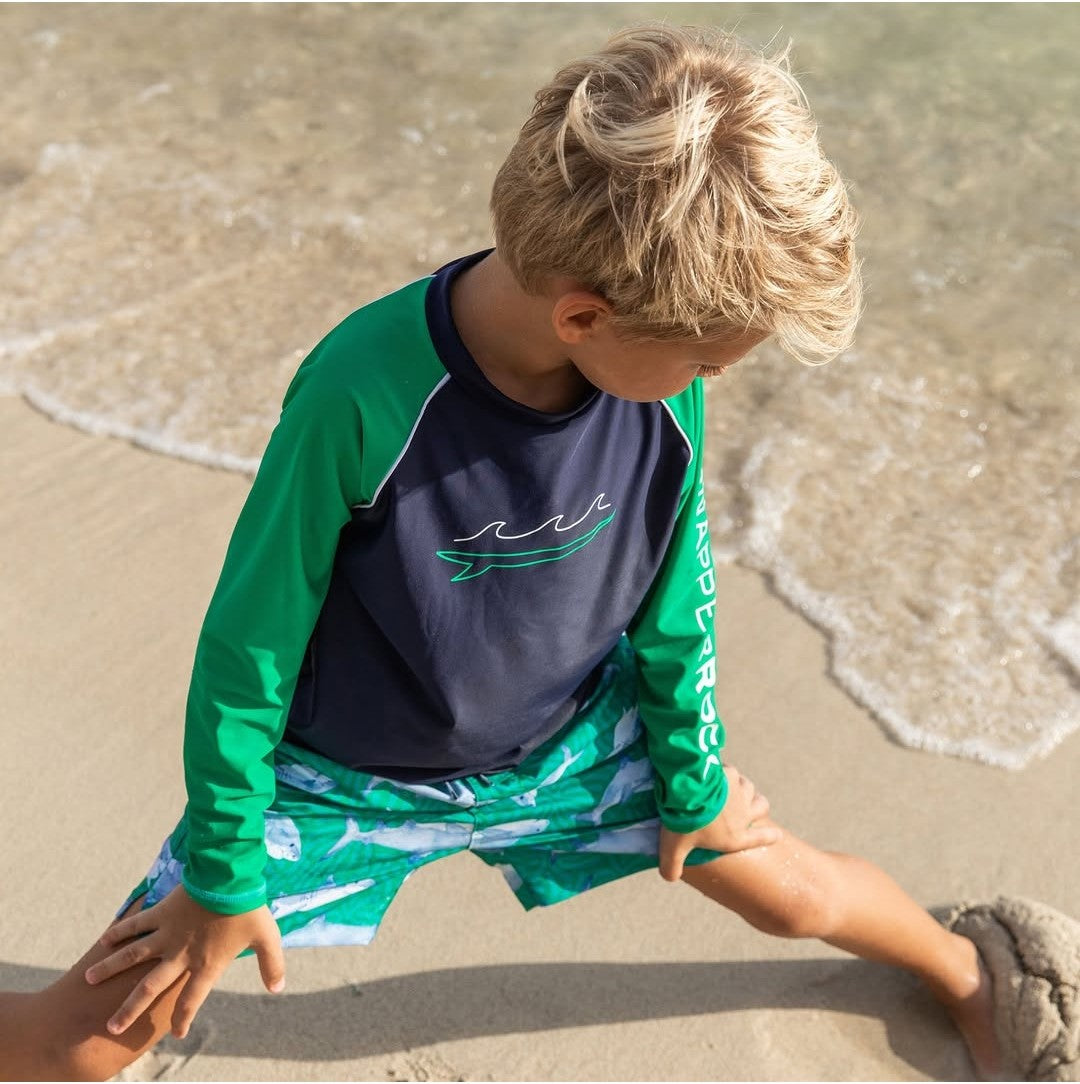 Navy Rashguard and Sharks Short Set