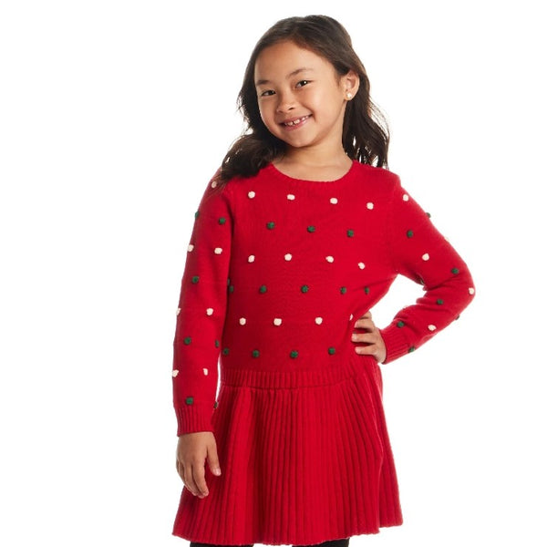 Festive Dot Red Knit Dress