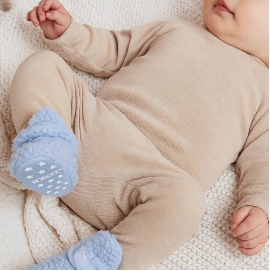 Light Blue Sherpa Snap Booties