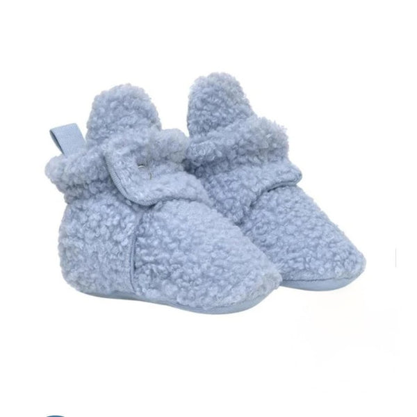 Light Blue Sherpa Snap Booties