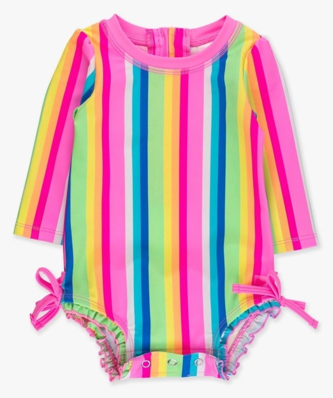Neon Stripe Rashguard Swimsuit
