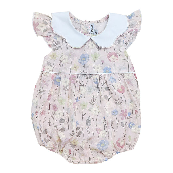 White Scallop Collar Floral Bubble