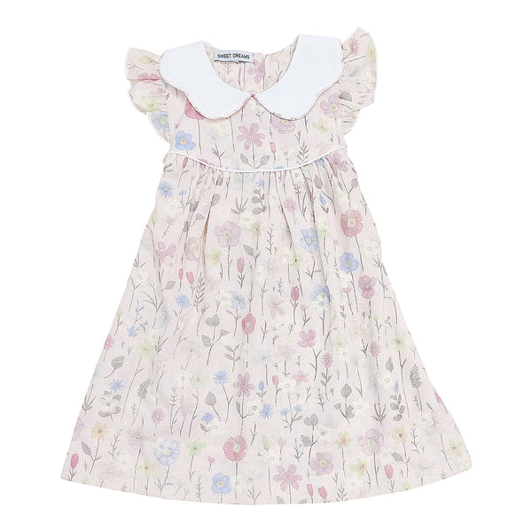 White Scallop Collar Floral Dress