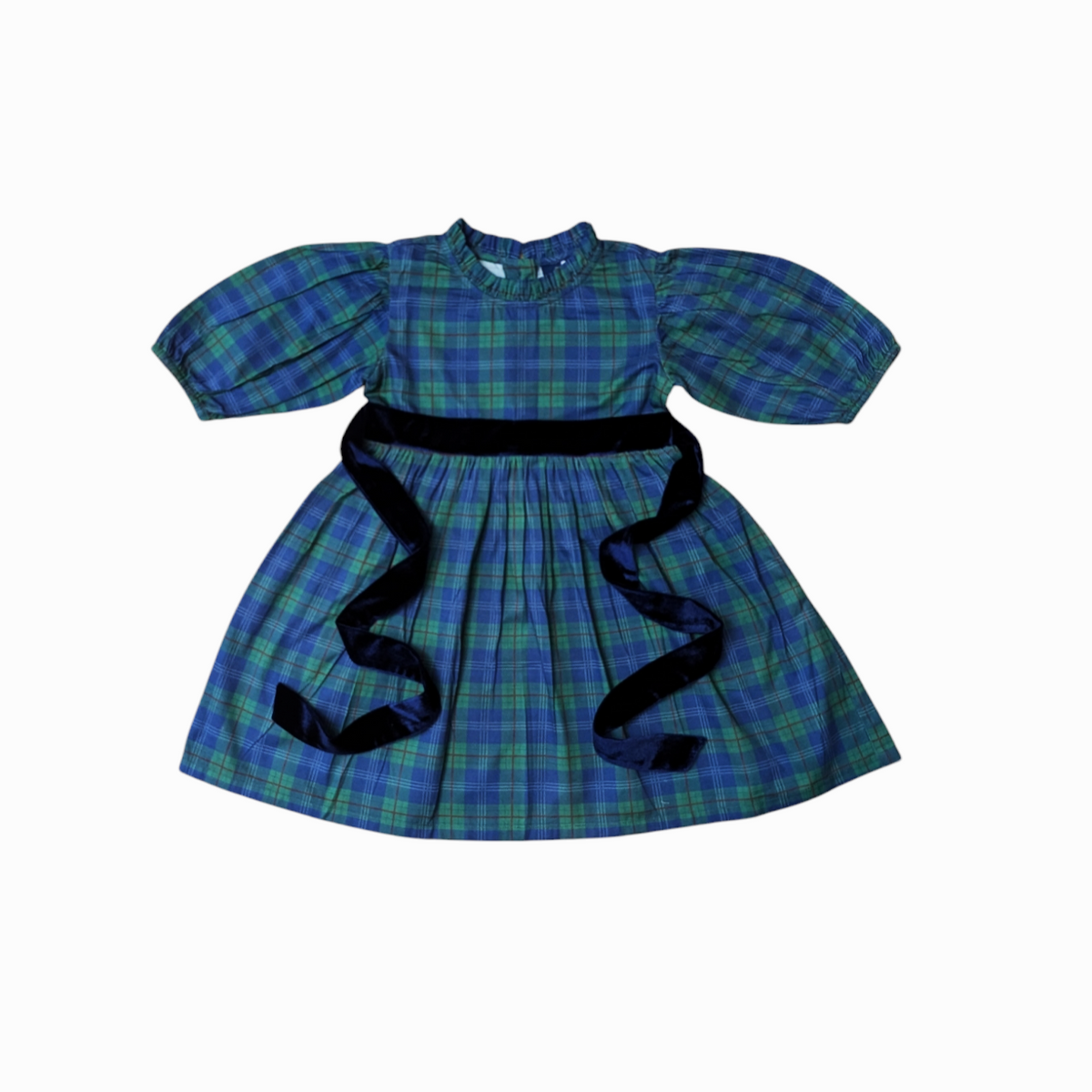 Holiday Plaid Puff Sleeve Dress