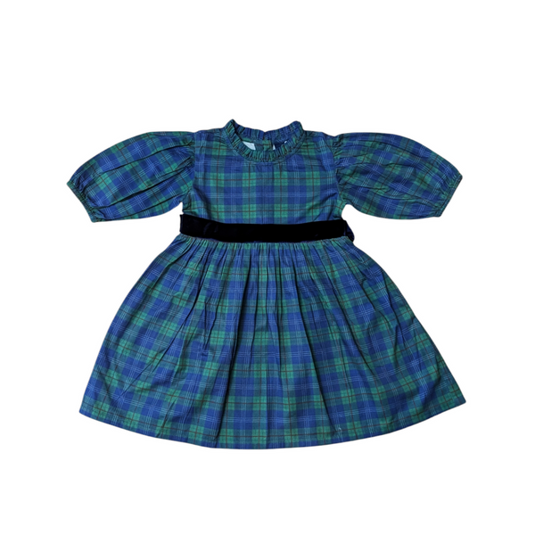 Holiday Plaid Puff Sleeve Dress