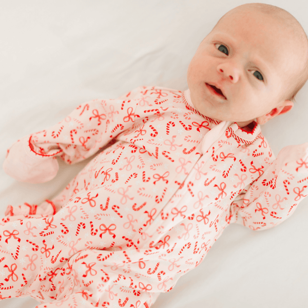 Candy Cane Lane Zip Ruffle Footie