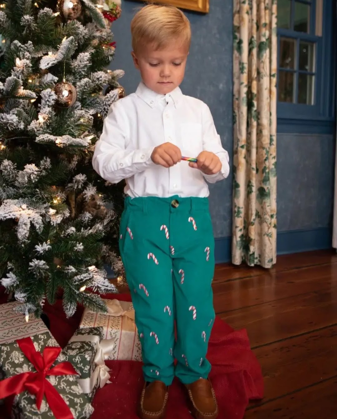 Candy Cane Embroidered Pants