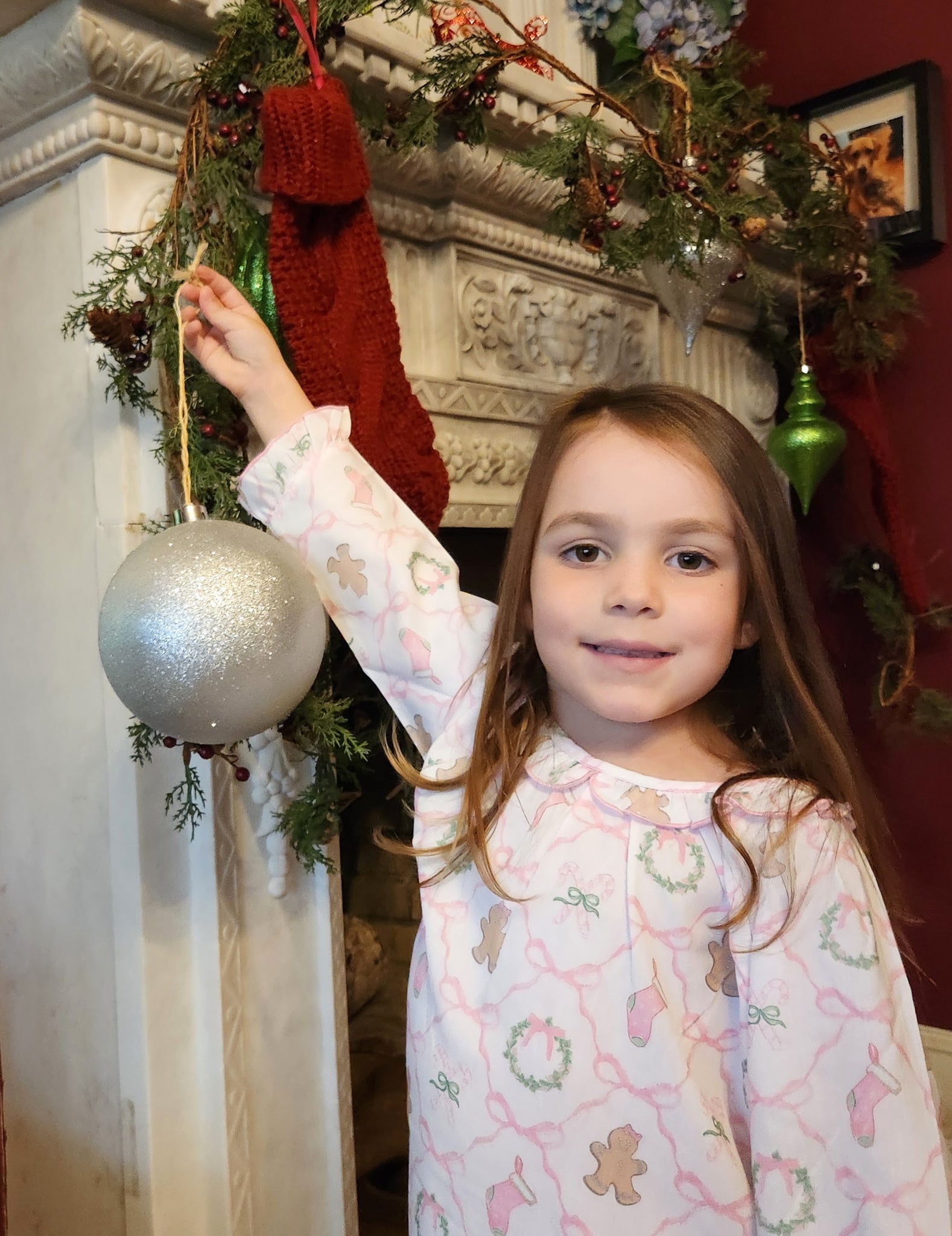 Bow Trellis Holiday Print Nightgown