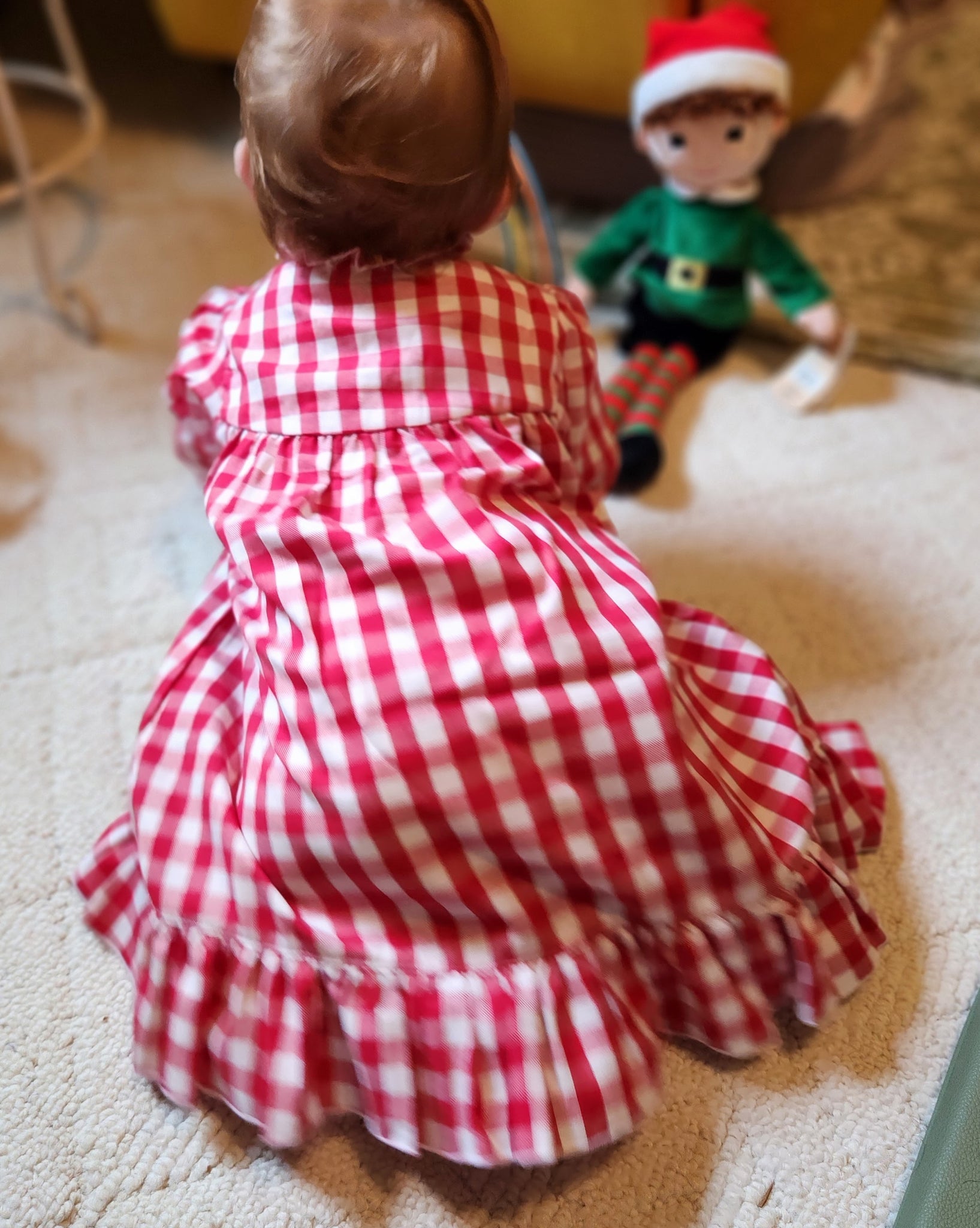 Gingham Nightgown with Santa Motif