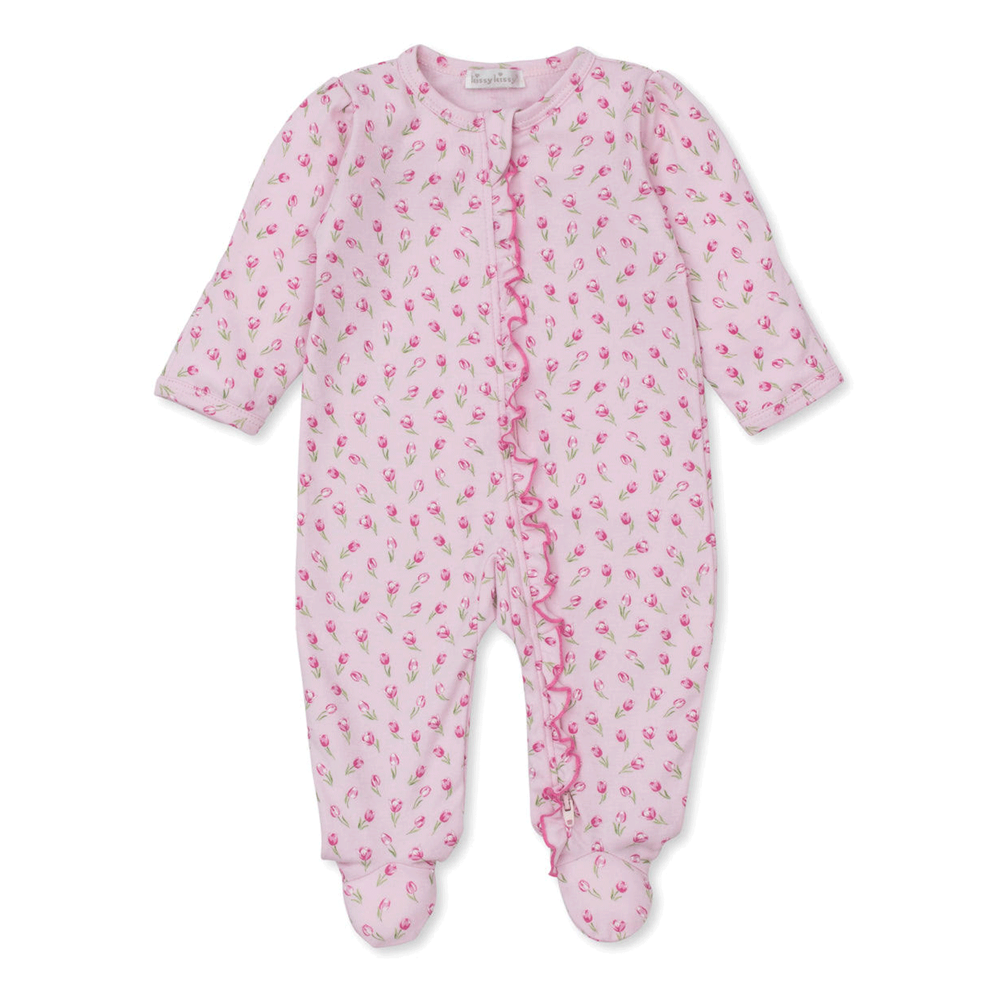 Tulip Blossoms Pink Zip Footie