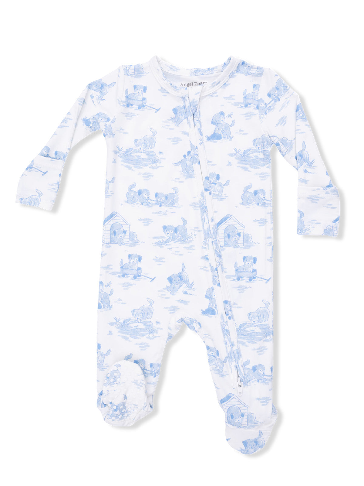 Blue Puppy Toile Footie