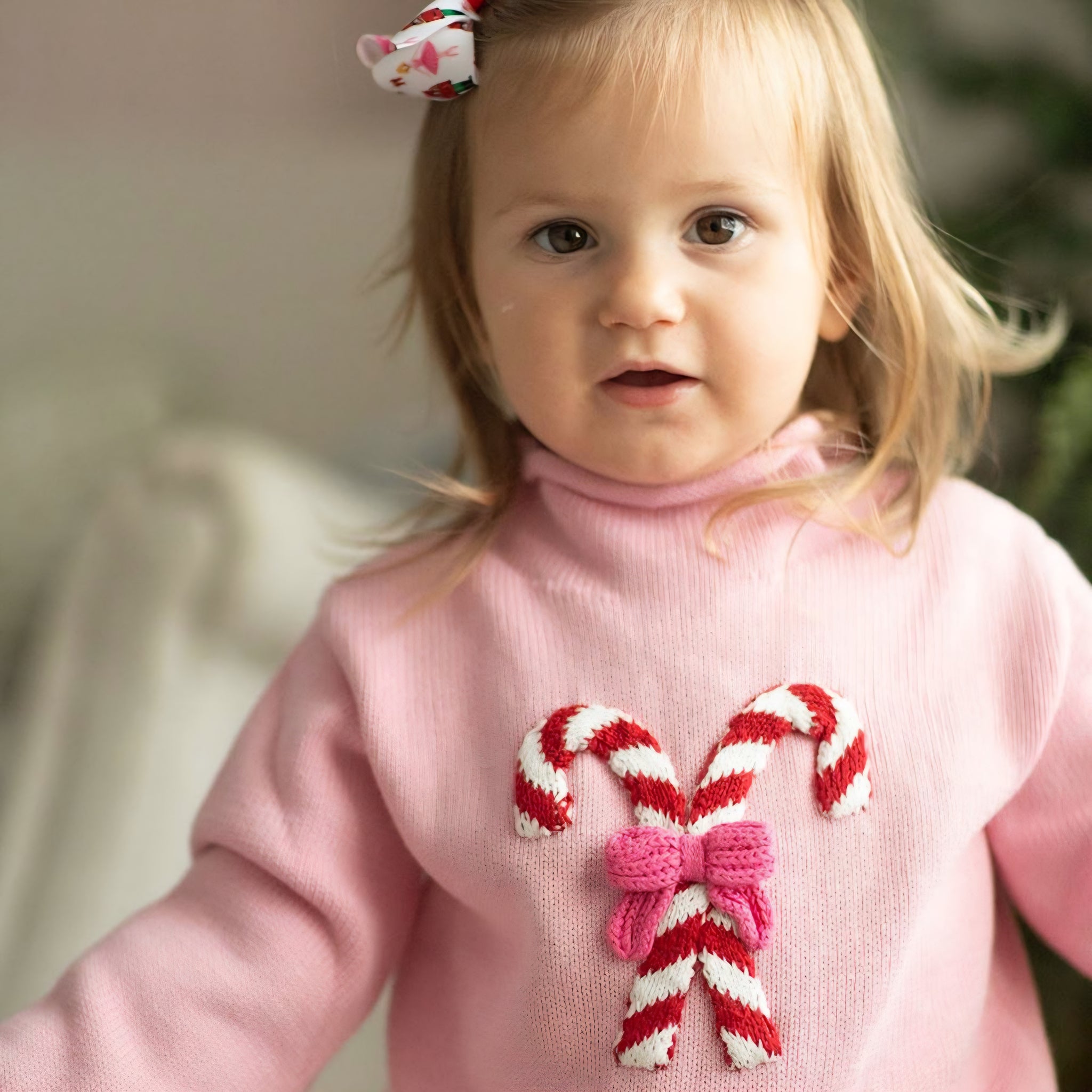 Pink Candy Cane Rollneck Sweater