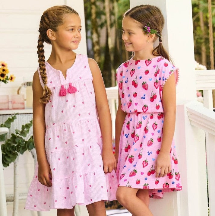 Teenie Berries Gingham Tiered Dress
