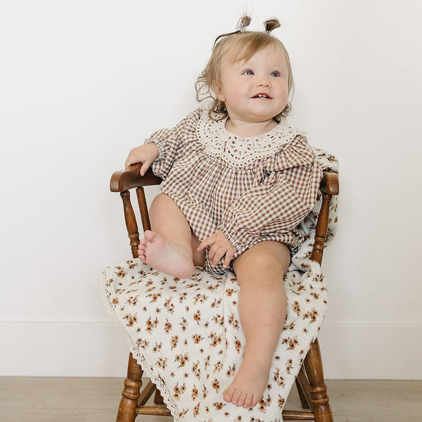Gingham Bubble with Lace Collar