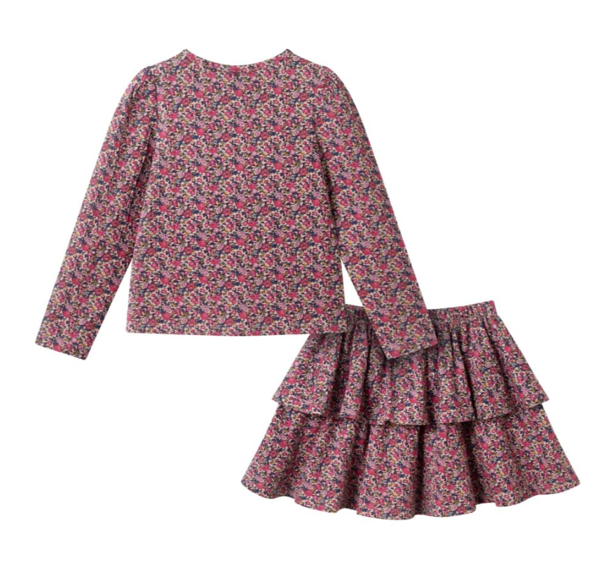 Pink Floral Top & Skirt