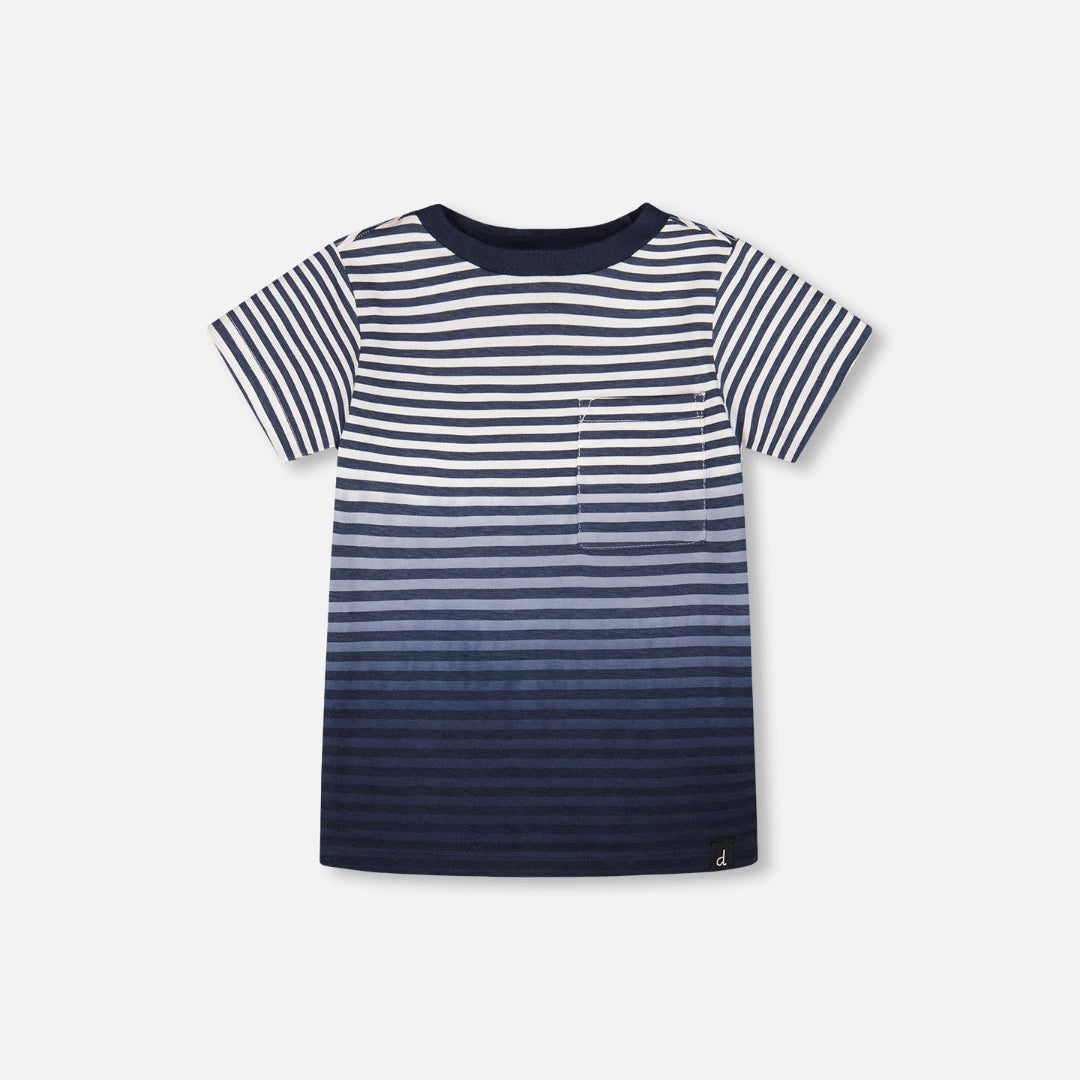 Organic Cotton Blue Gradient Stripes Tee Shirt