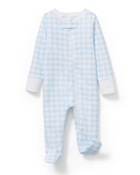 Light Blue Gingham Pima Romper