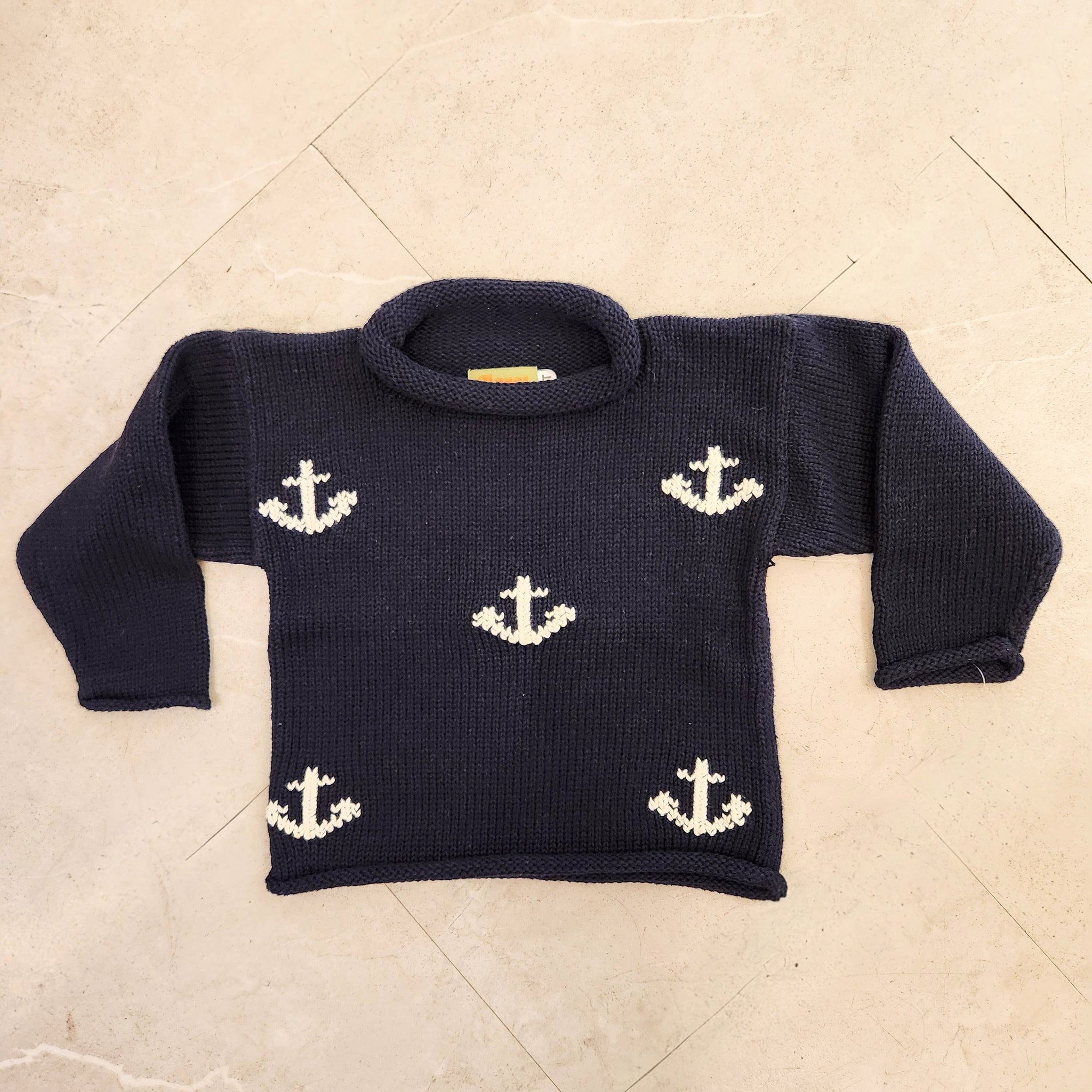 Navy Anchors Rollneck Sweater