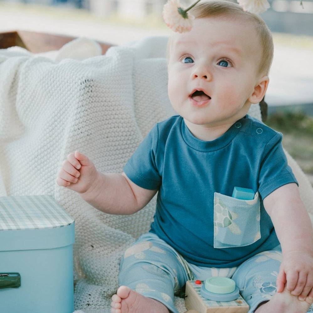 Organic Cotton Tee Shirt & Pant Set in Turtle Print