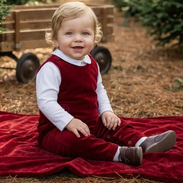 Velvet Romper with White Shirt